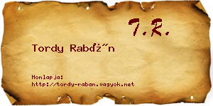Tordy Rabán névjegykártya